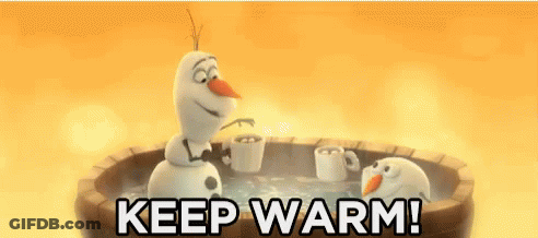 Two Snowmen In Hot Tub Saying Keep Warm GIF