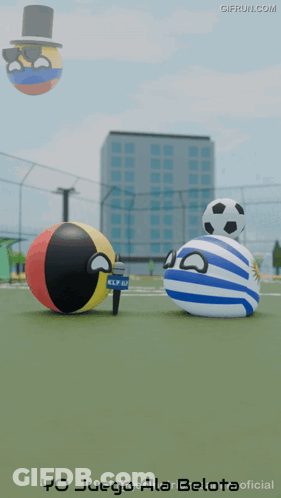 Two Soccer Balls With Yo Juego Ala Belota Oficial GIF