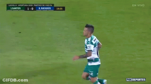 Two Soccer Players Are Giving Each Other A High Five During A Game Sponsored By Fox Deportes GIF
