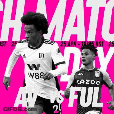 Two Soccer Players Are Running On A Pink Background With The Words Av Vs Ful GIF