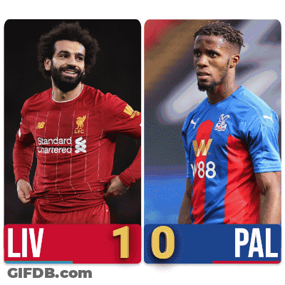 Two Soccer Players Are Standing Next To Each Other And The Score Is 1-0 GIF