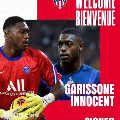 Two Soccer Players Are Standing Next To Each Other And The Words Welcome Bienvenue Are On The Red Background GIF