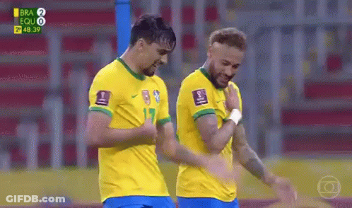 Two Soccer Players Celebrating A Goal GIF