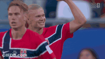 Two Soccer Players Celebrating Goal With Dazn Logo GIF