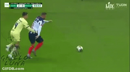 Two Soccer Players Fighting For Ball Sponsored By Liv GIF