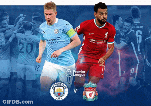 Two Soccer Players From Manchester City And Liverpool Are Playing In The Premier League GIF