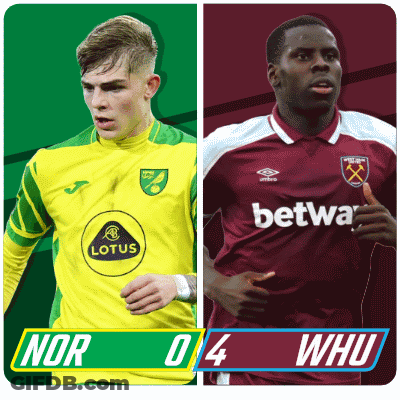 Two Soccer Players From Norwich And West Ham GIF