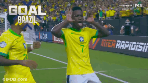Two Soccer Players Goal Brazil GIF