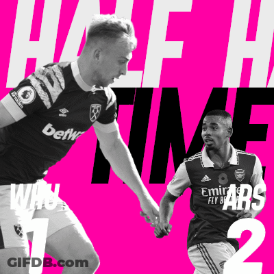Two Soccer Players Holding Hands Pink Background Half Time GIF