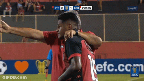 Two Soccer Players Hugging LiveFC Banner GIF
