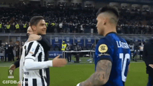 Two Soccer Players Hugging Number 10 GIF