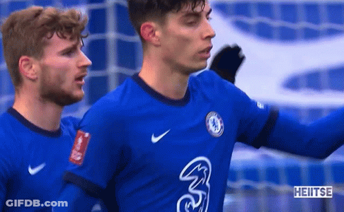 Two Soccer Players In Blue Jerseys Number 3 GIF