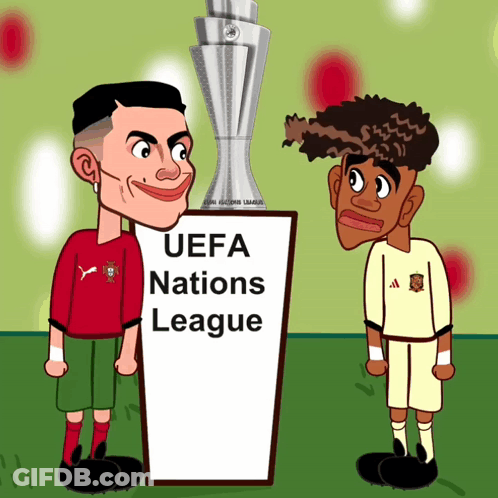 Two Soccer Players Near UEFA Nations League Sign GIF