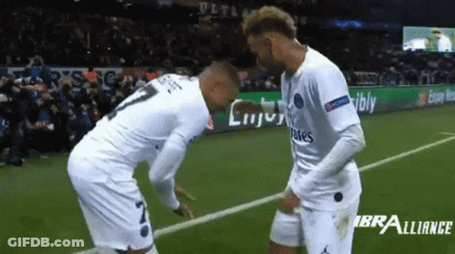 Two Soccer Players On A Field With One Wearing A Number 7 Jersey GIF