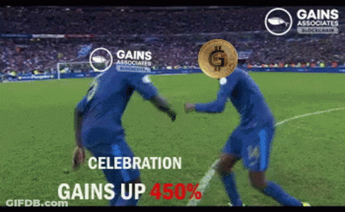 Two Soccer Players On A Field With The Words Gains Associates In The Corner GIF