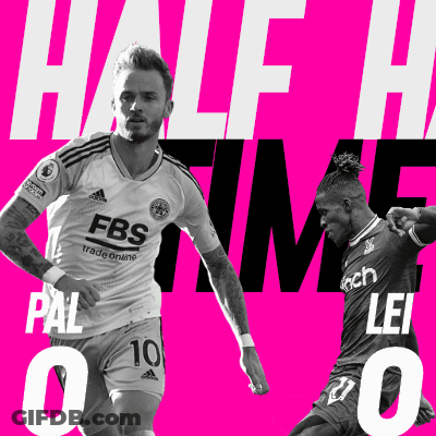 Two Soccer Players On A Pink Background With The Words Half Time On It GIF