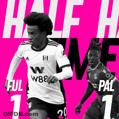 Two Soccer Players On A Pink Background With The Words Half Time GIF