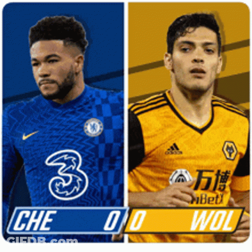 Two Soccer Players One From Chelsea And The Other From Wolves Are Shown GIF