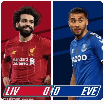 Two Soccer Players One From Liverpool And One From Everton Are Shown GIF
