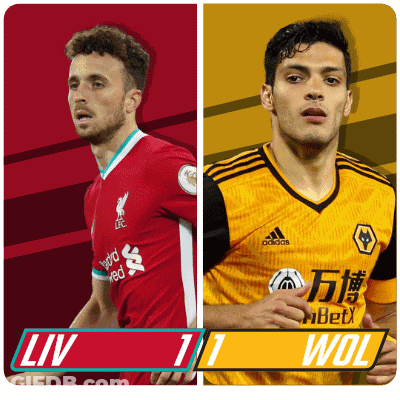 Two Soccer Players One From Liverpool And One From Wolves Are On A Poster GIF
