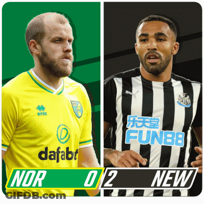 Two Soccer Players One From Norwich And One From Newcastle United GIF