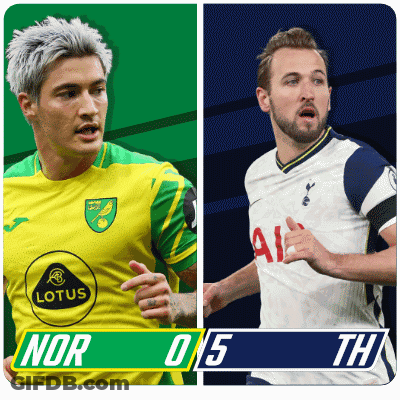 Two Soccer Players One From Norwich And The Other From Tottenham Are Playing A Game GIF