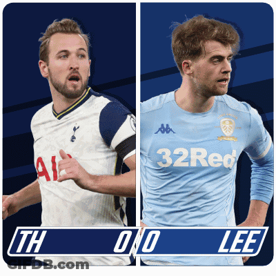 Two Soccer Players One From Tottenham And One From Leeds Are Shown GIF