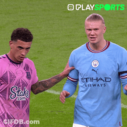 Two Soccer Players One In Etihad Airways Shirt GIF