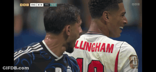 Two Soccer Players One Of Whom Has The Name Lingham On His Jersey GIF