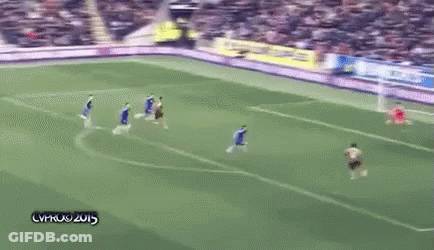 Two Soccer Players Playing Soccer On Field GIF