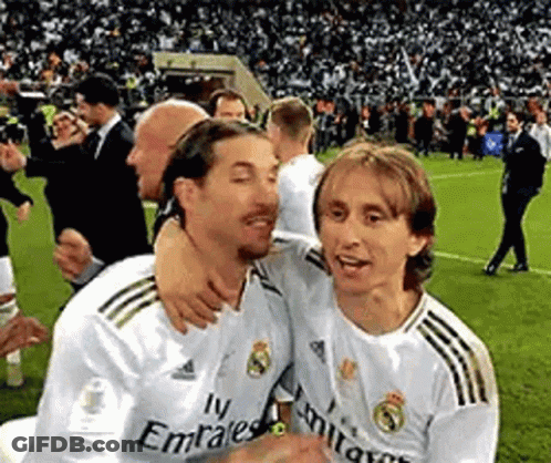 Two Soccer Players Posing GIF