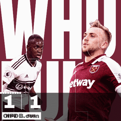 Two Soccer Players Standing Next To Each Other With The Words " Whu Ful " On The Bottom GIF