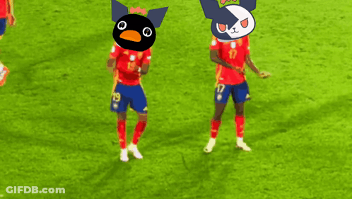 Two Soccer Players Standing On A Field With The Words 4Football On The Bottom GIF