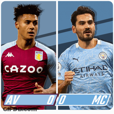 Two Soccer Players Wearing Jerseys That Say Cazoo And Etihad GIF