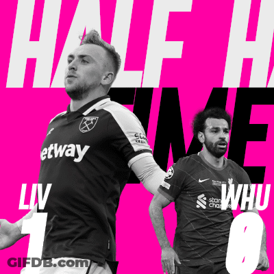 Two Soccer Players With Half Time Text GIF