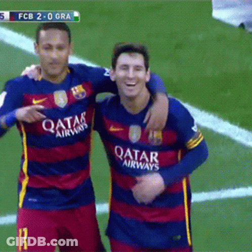 Two Soccer Players With Qatar Airways On Their Jerseys GIF
