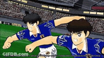 Two Soccer Players With Sign Saying Feet 6 All GIF