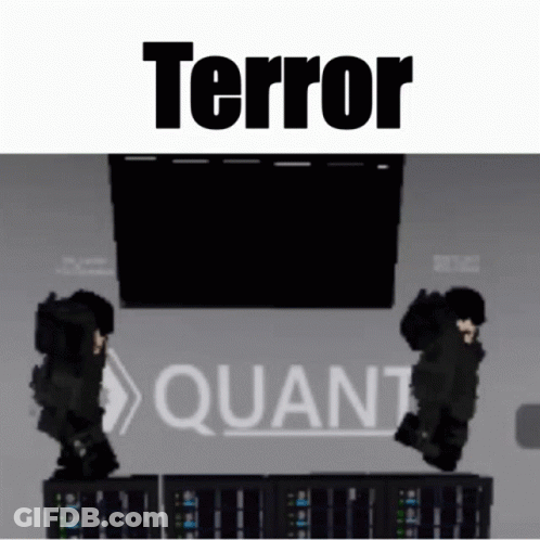 Two Soldiers Are Standing In Front Of A Sign That Says Terror GIF