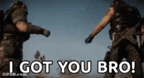 Two Soldiers Are Standing Next To Each Other With The Words I Got You Bro GIF