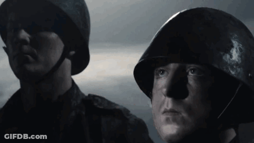 Two Soldiers In Dark Room GIF