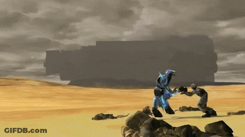 Two Soldiers Standing In Desert GIF