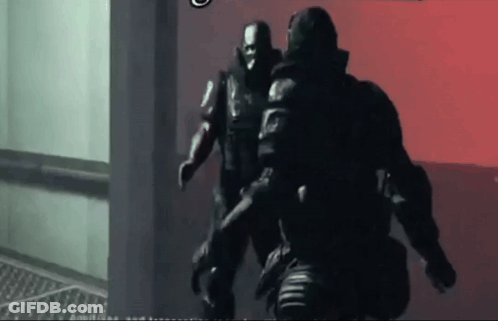 Two Soldiers Walking One With Mask GIF