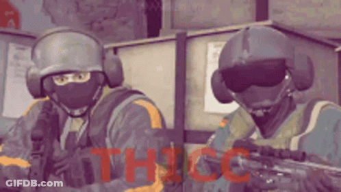 Two Soldiers Wearing Masks And Helmets GIF