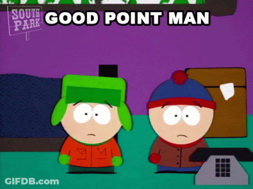 Two South Park Characters Are Standing Next To Each Other GIF