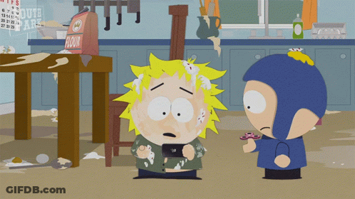 Two South Park Characters In Kitchen With Calendar GIF