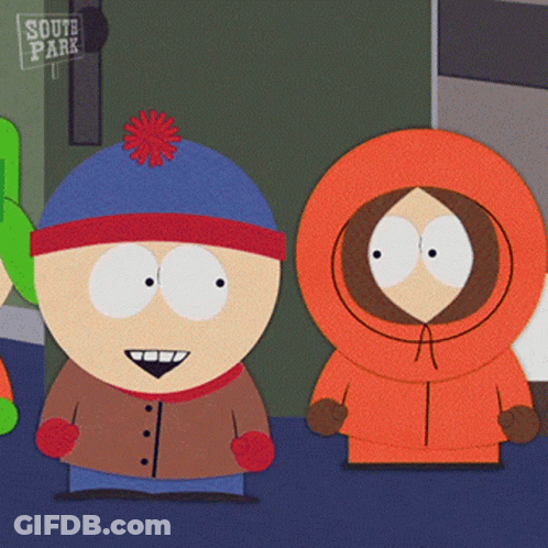 Two South Park Characters Next To Each Other GIF