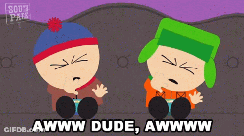 Two South Park Characters Sitting Next To Each Other GIF