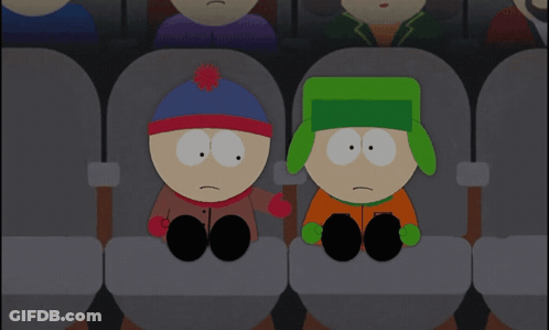 Two South Park Characters Sitting With Legs Crossed GIF
