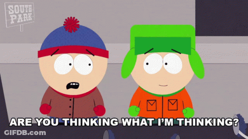 Two South Park Characters Thinking GIF