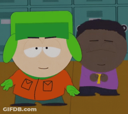 Two South Park Characters With Orange Shirt And Envelope GIF